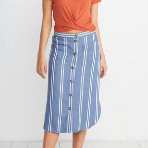 Marine Layer | Tess Midi Skirt | Blue & White Stripe | Size 4